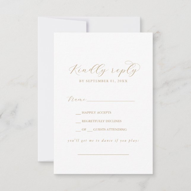 Elegant Gold Script Song Request RSVP Card (Front)