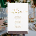 Elegant Gold Script Table Number 3 Seating Chart<br><div class="desc">These elegant gold and white signature script double-sided table number 3 seating chart cards are perfect for all celebrations. Designed by Thisisnotme©</div>