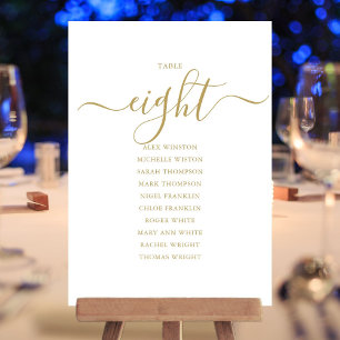 Elegant Gold Script Table Number 8 Seating Chart