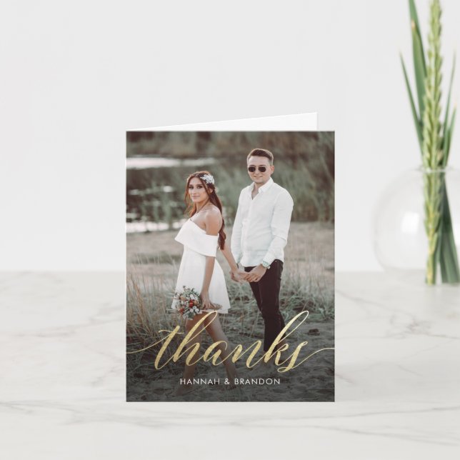 Elegant Gold Script Thank You (Front)