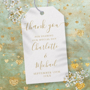 Elegant Gold Script Thank You Wedding Favour Gift Tags