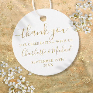 Elegant Gold Script Thank You Wedding Favour Tags