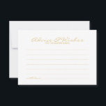 Elegant Gold Script Wedding Advice and Wishes Card<br><div class="desc">Add a personal touch to your wedding with an elegant wedding advice and wishes card. This advice card features title in gold modern elegant calligraphy font style and details in gold sans serif font style on white background. Perfect for wedding, baby shower, birthday party, bridal shower, bachelorette party and any...</div>