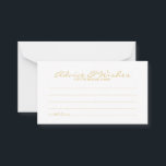 Elegant Gold Script Wedding Advice and Wishes Card<br><div class="desc">Add a personal touch to your wedding with an elegant wedding advice and wishes card. This advice card features title in gold modern elegant calligraphy font style and details in gold modern sans serif font style on white background. Perfect for wedding, baby shower, birthday party, bridal shower, bachelorette party and...</div>