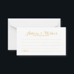 Elegant Gold Script Wedding Advice and Wishes Card<br><div class="desc">Add a personal touch to your wedding with an elegant wedding advice and wishes card. This advice card features title in gold modern elegant calligraphy font style and details in gold modern sans serif font style on white background. Perfect for wedding, baby shower, birthday party, bridal shower, bachelorette party and...</div>