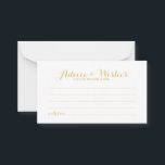 Elegant Gold Script Wedding Advice and Wishes Card<br><div class="desc">Add a personal touch to your wedding with an elegant wedding advice and wishes card. This advice card features title in gold modern elegant calligraphy font style and details in gold modern sans serif font style on white background. Perfect for wedding, baby shower, birthday party, bridal shower, bachelorette party and...</div>