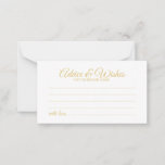 Elegant Gold Script Wedding Advice and Wishes Card<br><div class="desc">Add a personal touch to your wedding with an elegant wedding advice and wishes card. This advice card features title in gold modern elegant calligraphy font style and details in gold modern sans serif font style on white background. Perfect for wedding, baby shower, birthday party, bridal shower, bachelorette party and...</div>