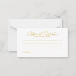 Elegant Gold Script Wedding Advice and Wishes Card