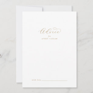 Elegant Gold Script Wedding Advice Card