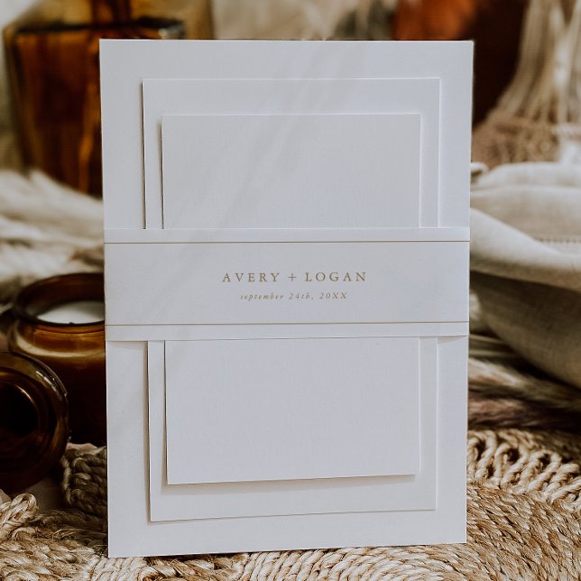 Elegant Gold Script Wedding Belly Band Invitation Belly Band (Creator Uploaded)