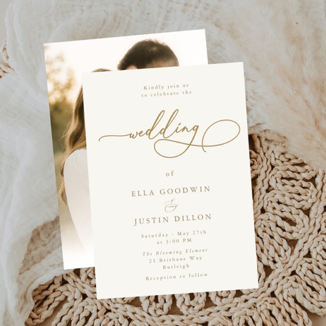 Elegant Gold Script Wedding Invitation (Creator Uploaded)