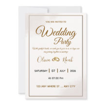 Elegant Gold Script Wedding Invitation Card