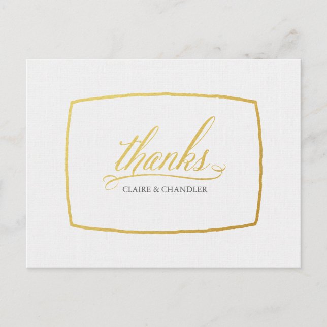 Elegant Gold Script Wedding Minimalist Thank You  Postcard (Front)