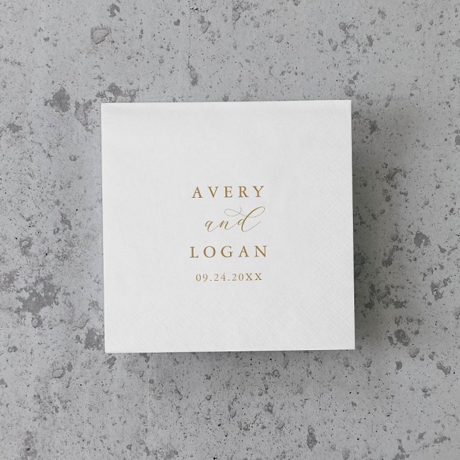 Elegant Gold Script Wedding Napkins (Creator Uploaded)