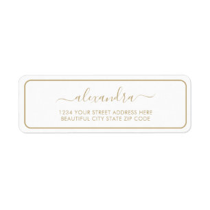 Elegant Gold Script Wedding Return Address Label