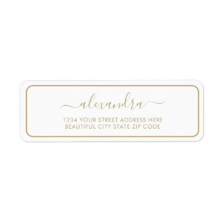 Elegant Gold Script Wedding Return Address Label