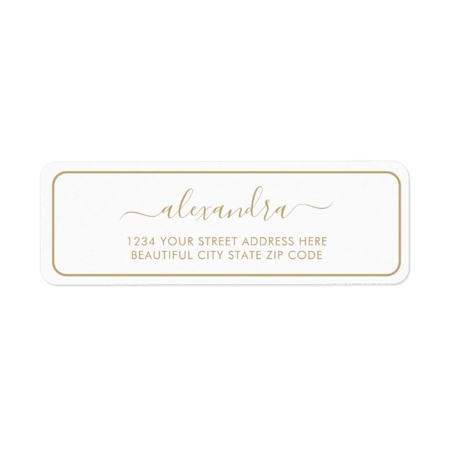 Elegant Gold Script Wedding Return Address Label (Front)