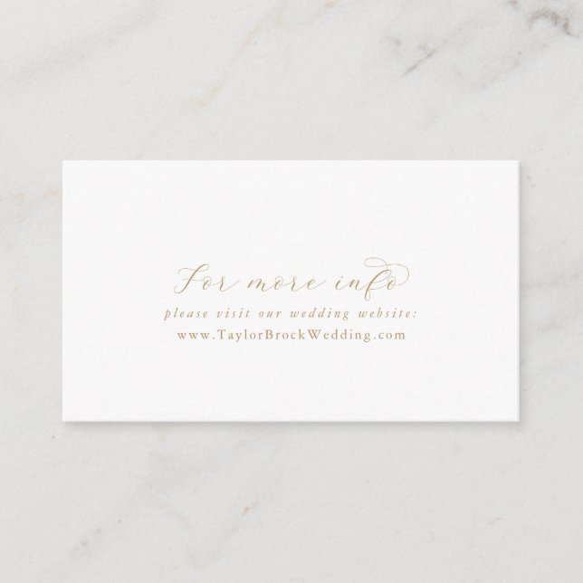 Elegant Gold Script Wedding Website Enclosure Card (Front)