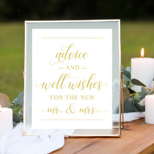 Elegant Gold Script Wedding Well Wishes Poster