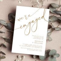 Elegant Gold Script We're Engaged Engagement Party