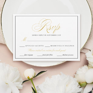 Elegant Gold Script with meal options RSVP Card