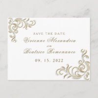 Elegant gold scroll wedding Save the Date