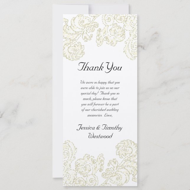 Elegant Gold Scrolls Wedding Thank You Card (Front)