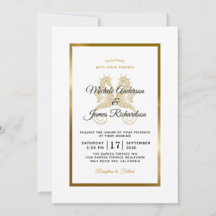 Elegant Gold Seahorses Tropical Wedding Invitation