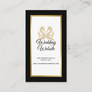 Elegant Gold Seahorses Tropical Wedding Website Enclosure Card