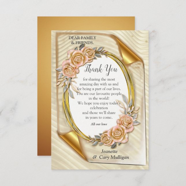 Elegant Gold shades & Abstract flowers  RSVP Card (Front/Back)
