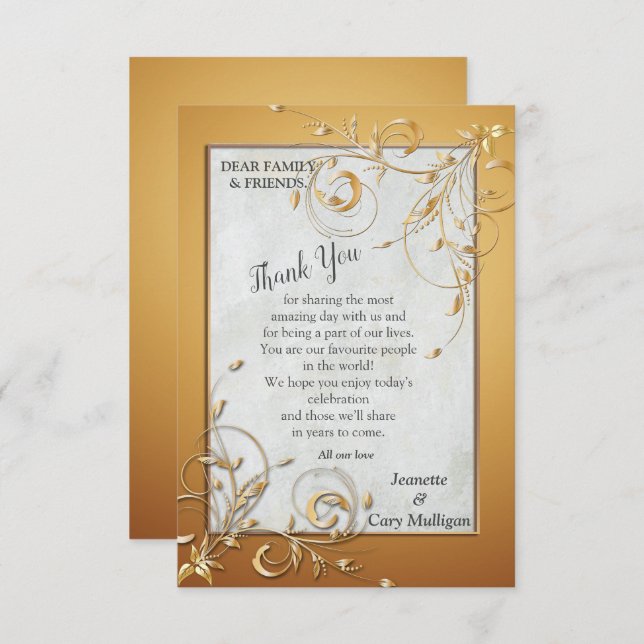 Elegant Gold shades & Abstract flowers RSVP Card (Front/Back)