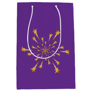 Elegant Gold Shooting Star Snowflake Fireworks Medium Gift Bag
