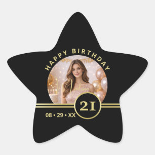 Elegant Gold Signature Monogram on Black Star Sticker