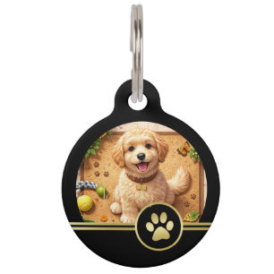 Elegant Gold Signature Monogram with Photo Pet Tag
