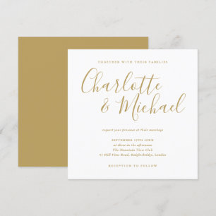 Elegant Gold Signature Script Wedding Invitation