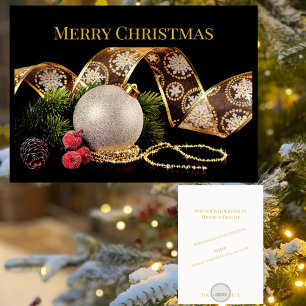 Elegant Gold Silver Black Xmas Holiday Greeting