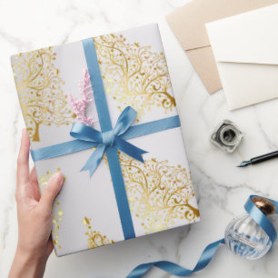 Elegant Gold & Silver Christmas Tree Pattern Wrapping Paper
