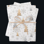 Elegant Gold & Silver Christmas Tree Snowflake Wrapping Paper Sheet<br><div class="desc">Modern Christmas pattern in faux silver and gold.</div>