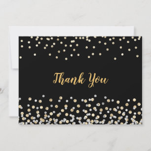 Elegant Gold Silver Confetti Thank You Card