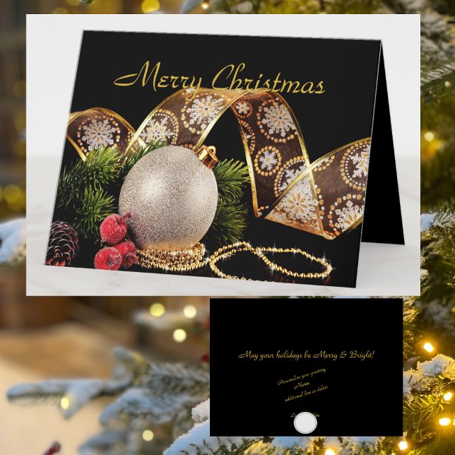 Elegant Gold Silver Coporate Xmas Holiday Greeting Card (Creator Uploaded)