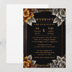 Elegant Gold & Silver Floral Wedding Invitations