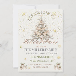 Elegant Gold&Silver Holiday Party Invitation