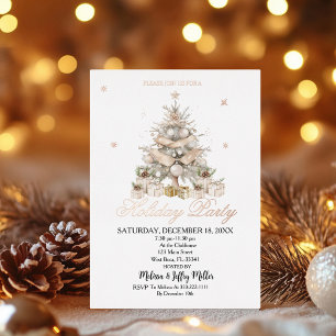Elegant Gold&Silver Holiday Party Postcard