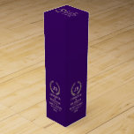Elegant Gold & Silver Laurel Wreath On Purple Wine Box<br><div class="desc">Elegant,  simple,  monogrammed wine box design.
Gold and silver laurel wreath with a customisable monogram. Purple changeable background and customisable text template.</div>