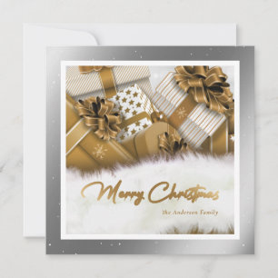 Elegant Gold Silver Merry Christmas Card