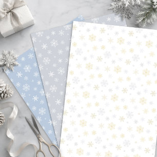Elegant Gold & Silver Snowflake Gift Wrap Set