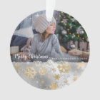 Elegant gold & silver snowflakes custom photo