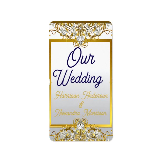 Elegant Gold & Silver Wedding Invitation Label (Front)