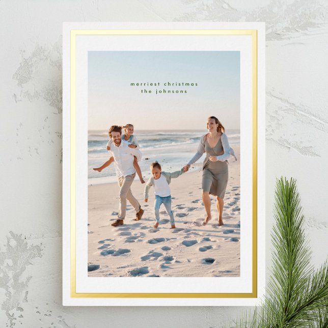 Elegant Gold Simple Christmas Frame Photo Foil Holiday Card (Creator Uploaded)