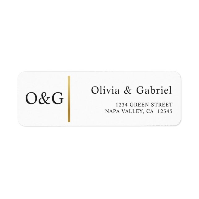 Elegant Gold simple classic Wedding return address Label (Front)